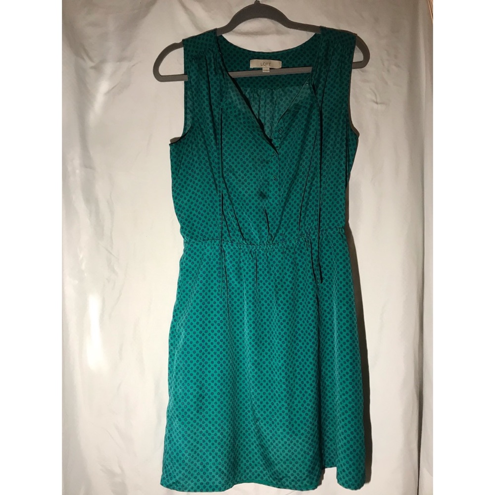turquoise sundress with polka dots